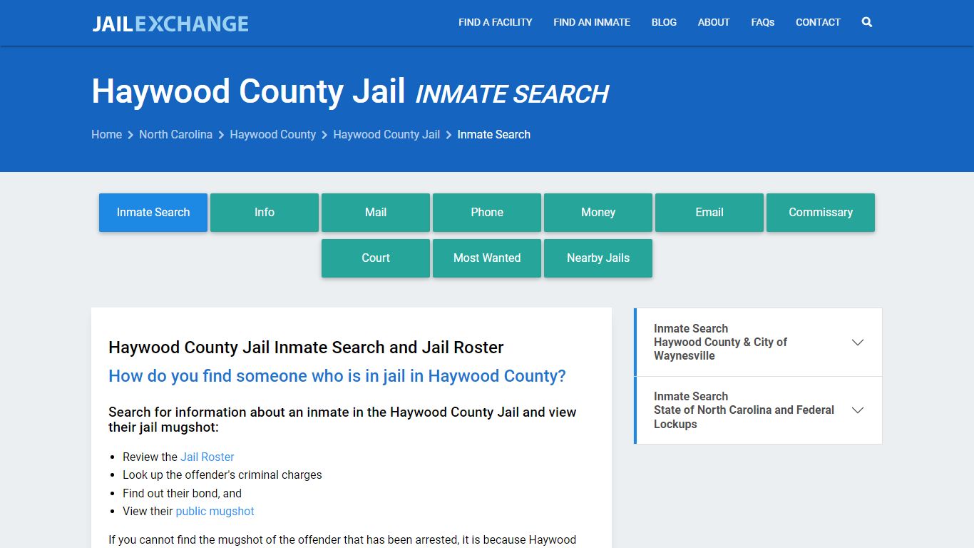 Inmate Search: Roster & Mugshots - Haywood County Jail, NC